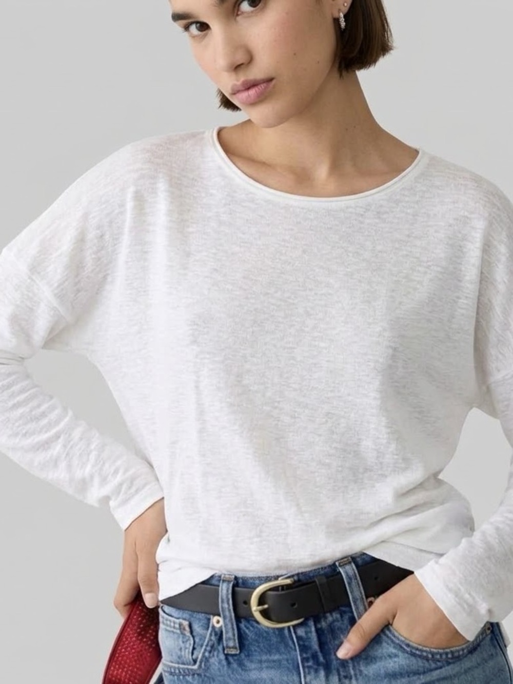 Vince 100% Cotton White Scoop Neck Lightweight Tees Size M